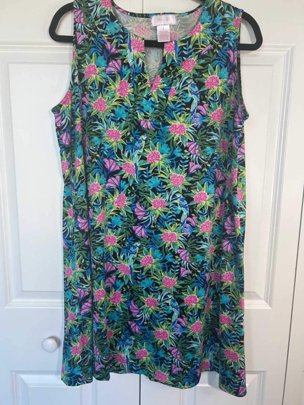 Multiprint Sleeveless Midi Dress with Pink Floral Pattern